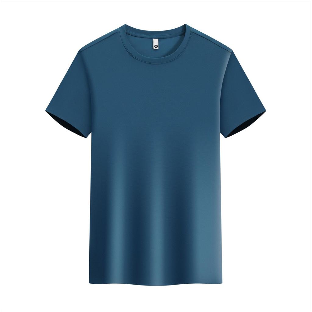 Nylon Ice Silk Short-sleeved T-shirt Antibacterial Fashion Round Neck Seamless Taped Work Clothes T-shirt