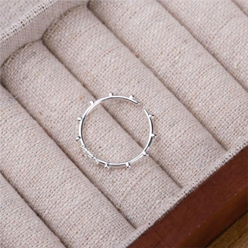 ANENJERY Love Heart Cross Shape Ring for Women New Fashion Adjustable Ring Party Jewelry Birthday Gifts