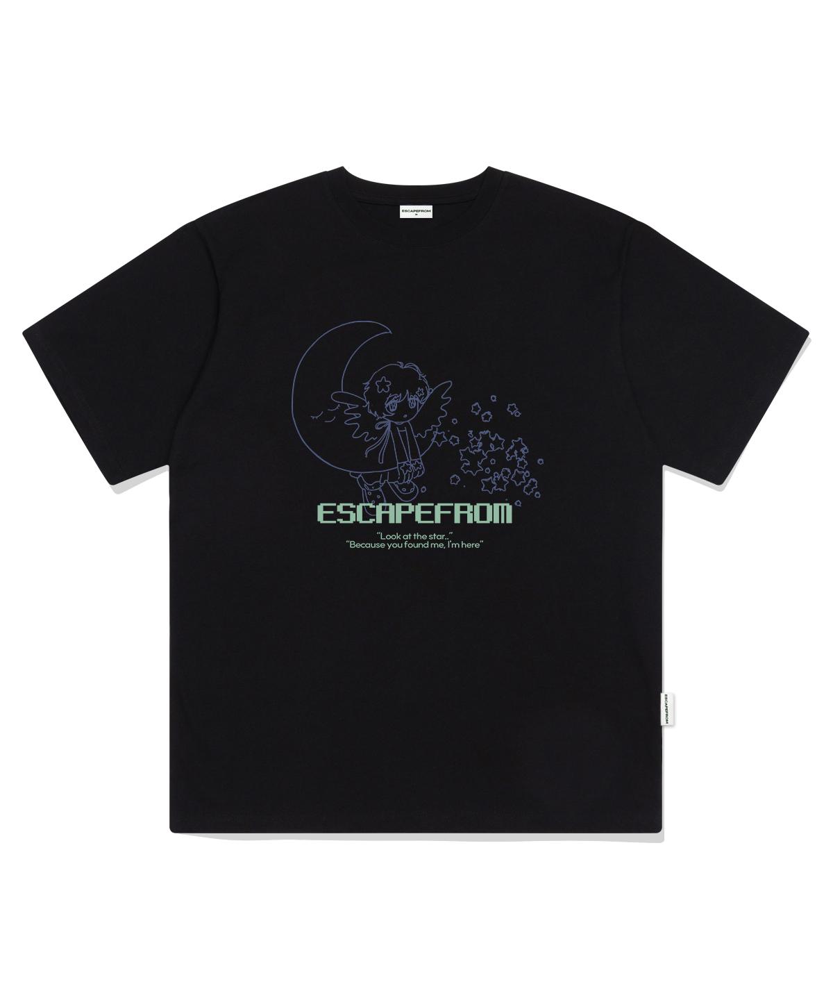 Escape From Look At The Star Print Oversized Short Sleeve T-Shirt Black S