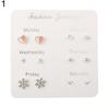 6 Paar Ohrstecker für Damen, Schneeflocke, Herz, Stern, Blatt, künstlicher Edelstein, Schmuck, Geschenk