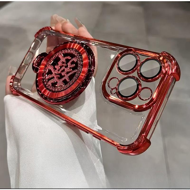 

Applicable To Apple 16 Mobile Phone Case Light Luxury Rotating Magnetic Suction Bracket IPhone 15 European and American Four-corner Couple Shell iPhone 16promax