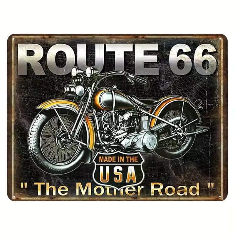 High Definition Tin Sign Vintage Route 66 Retro Metal Wall Art Decor Set for Man Cave Garage Bar Pub Auto Enthusiast Room