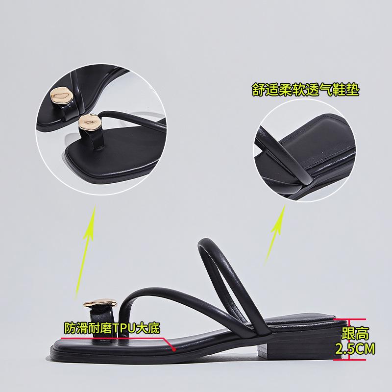 Toe Slippers 2026 Summer Casual Half Slippers Square Head Low Heel Cool Slippers Fashion Shoes Tide