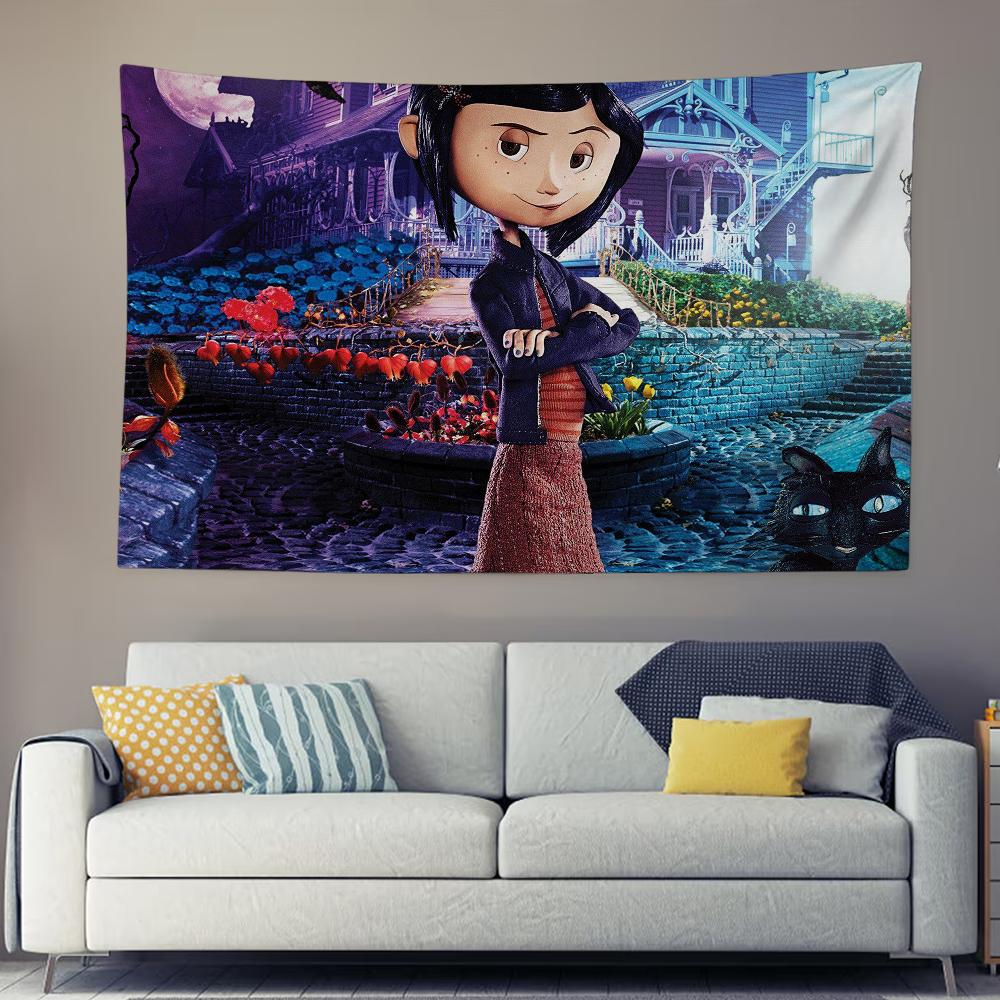 

Funny Cool C-Coraline Film Cartoon Tapestry Background Hanging Cloth Bedroom Tapestry Room Decor Aesthetic Tapestry Wall Hanging GT50x70CM