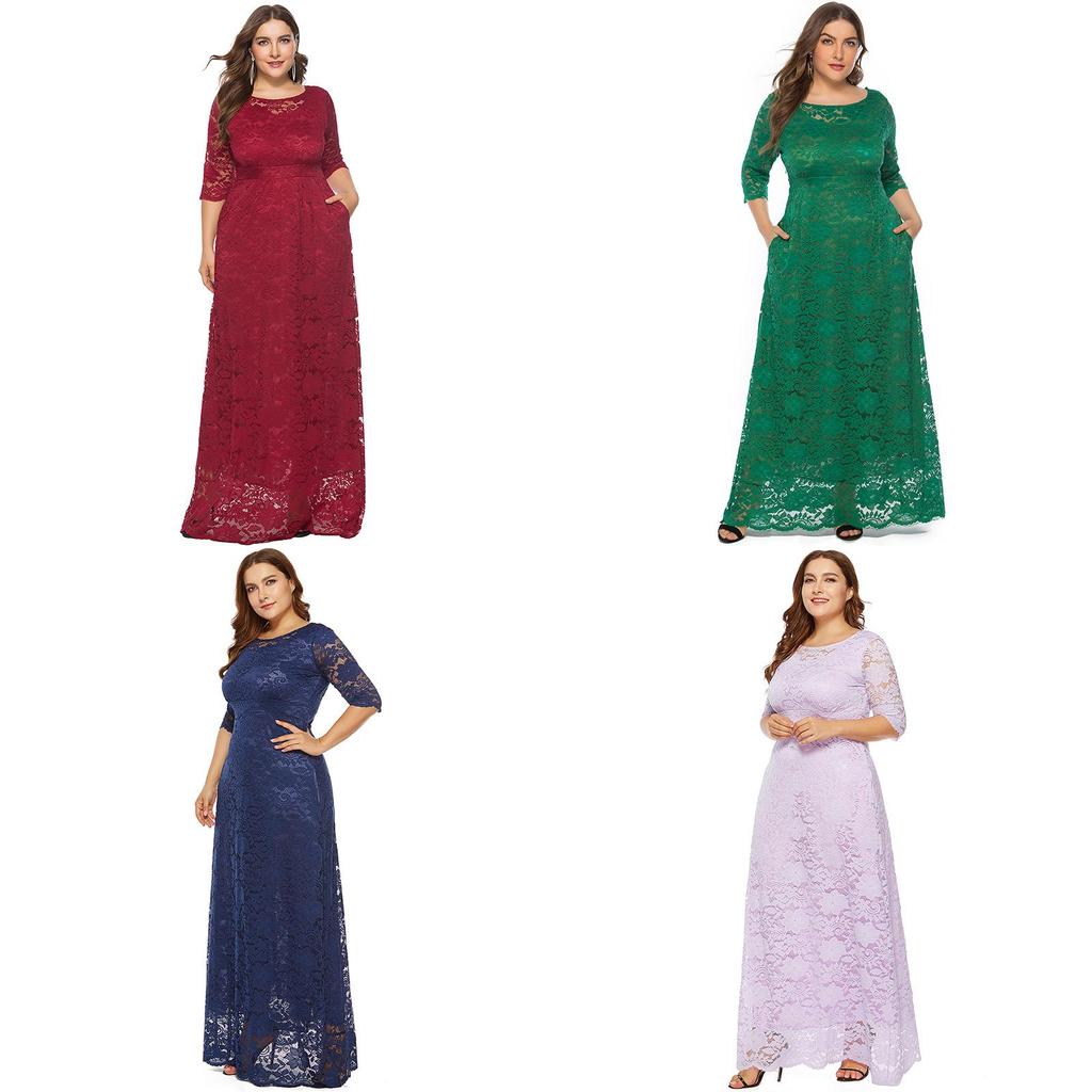 Elegant Women's Lace Hollow Design Maxi Dress For Formal Evening And Cocktail Parties