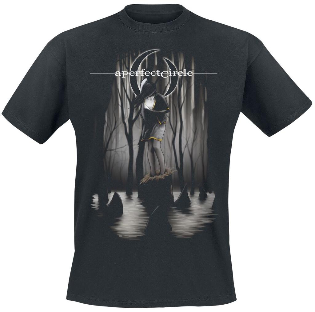 A Perfect Circle Swamp Nun Double Moon Logo Print Cotton TShirt Alternative Rock Streetwear Unisex Crew Neck Tee