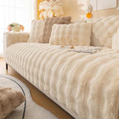 Tavşan Peluş Kalınlaşmak Kanepe Slipcover Evrensel Düz Renk Kanepe Havlu Kaymaz Kanepe Kapakları Oturma Odası Için Slipcovers Kanepe Havlu