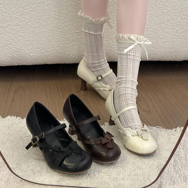 Designer Luxus Dicke Ferse Damen Mary Jane Schuhe Mode Schmetterlingsknoten Riemen Schuhe 2026 Neue Frühjahrs Damen Pumps