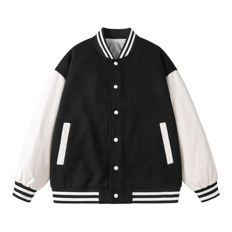 Bomber Jacket Men Women Flocking Hip Hop Loose Casual Patchwork Coat Unisex Embroidery High Street Varsity Baseball Outwear