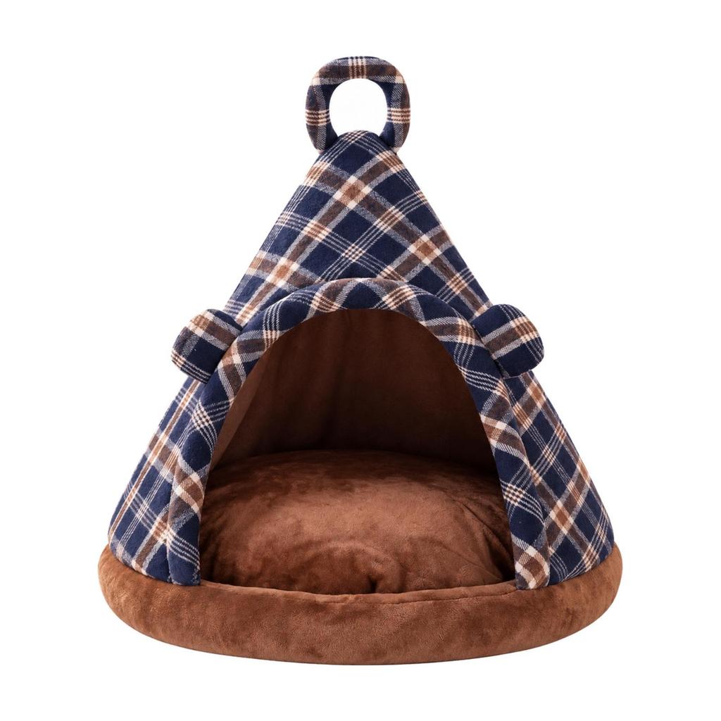 Triangular Tent Pet Bed Enclosed Covered with Nonslip Bottom Gentle Feline Hut for Kittens,