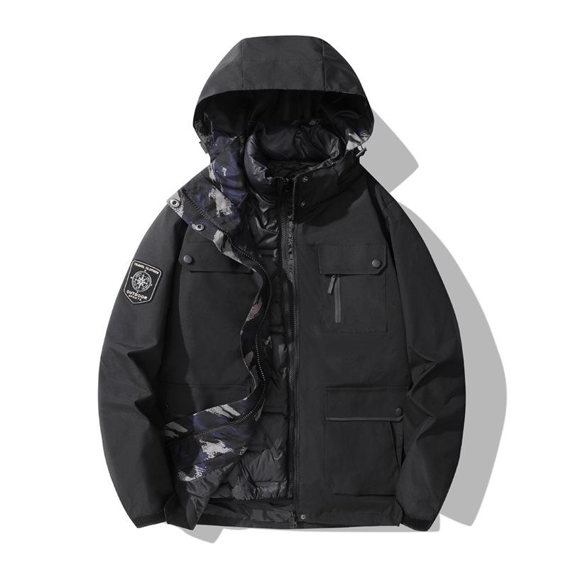 Unisex 3-in-1 Down Jacket with Detachable Liner – Windproof Outerwear for Autumn/Winter 5XL