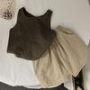 Letní dětská tílka pro miminka chlapce i dívky Vintage ležérní vesta pro batolata Jednobarevné lněné dětské oblečení