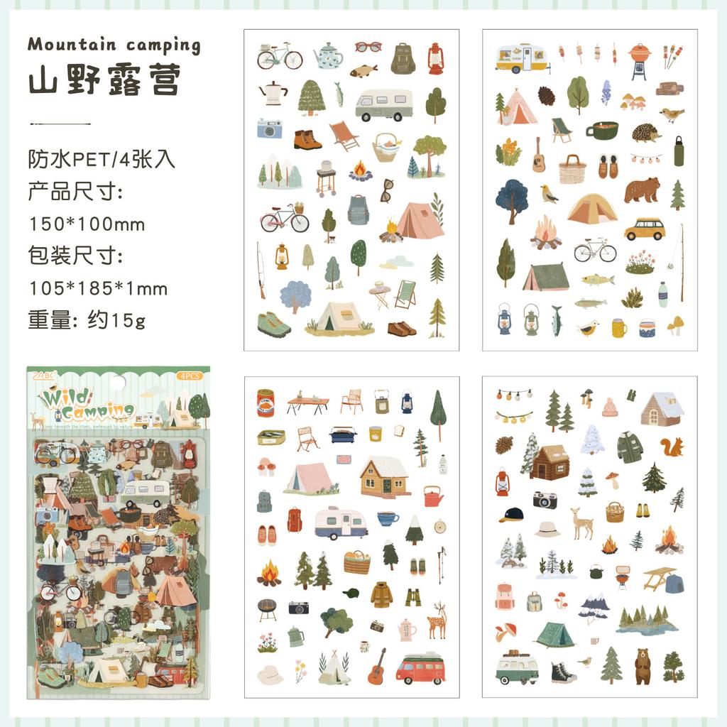 4Pcs Retro Grocery Small Label Flat Stickers Student Journal Special Creative Classification Marking Decals