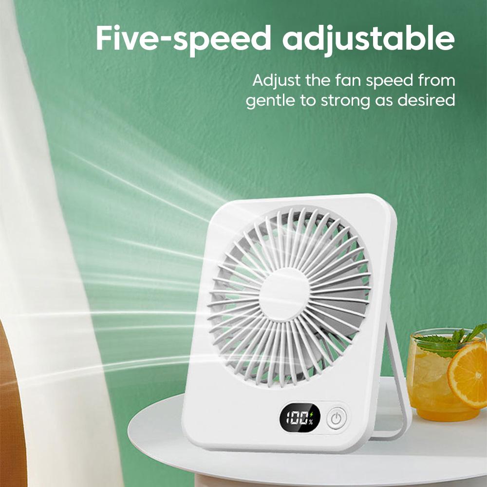 Xiaomi 5 Gear Desk Fan Portable Mini Fan Foldable Digital Display Table Fan USB Rechargerable Wall Fan Student Desk Hang Fan For Office