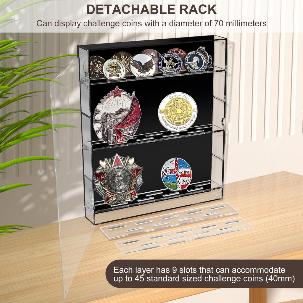 Five Layer Acrylic Display Rack Acrylic Badge Organizer Large Capacity Transparent Coin Display Case with Magnetic Door Decor