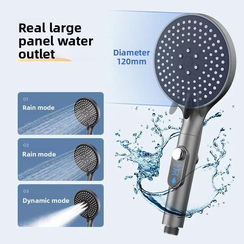 Alcachofa de Ducha de Mano con Pantalla LED de Temperatura Alcachofa de Ducha de Alto Flujo con 3 Modos de Ducha Ahorro de Agua de Alta Presión