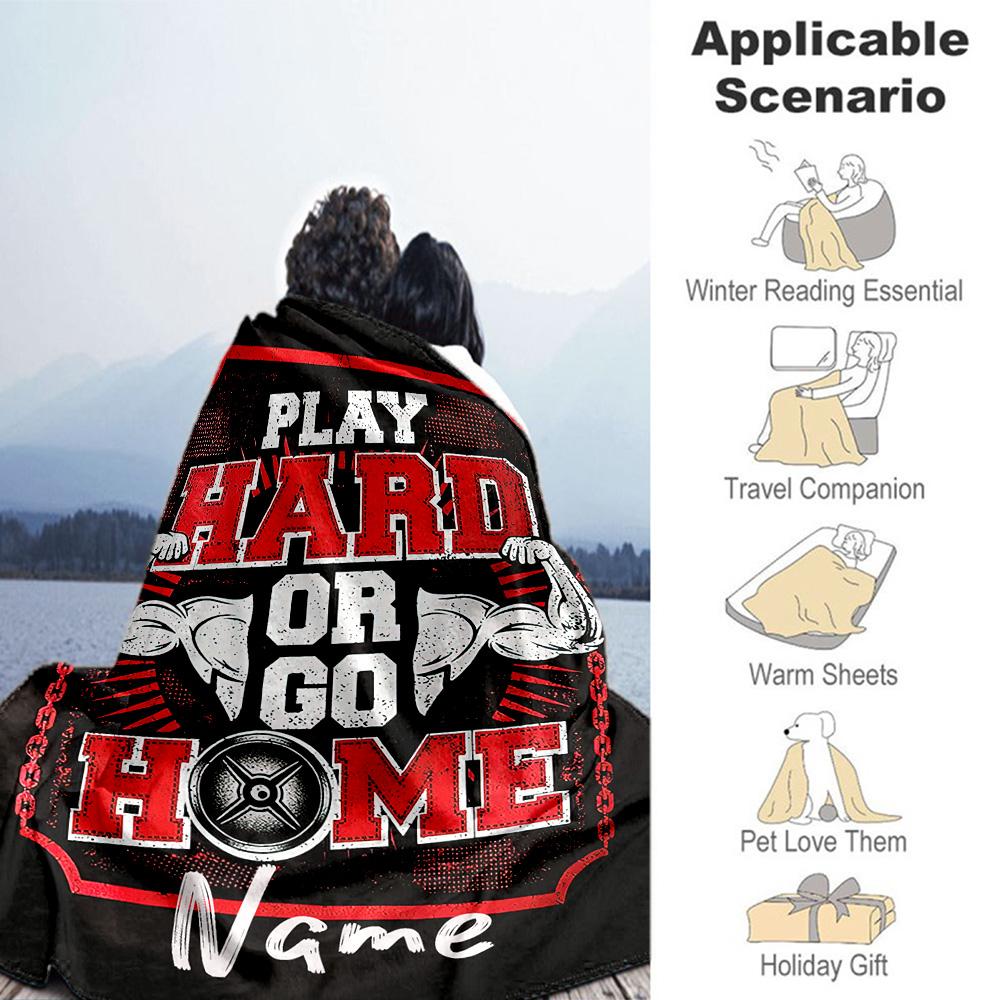Work Hard Fitness Customize Text Blanket Gift Personalized Blanket Durable Comfort Great for Chair Bed Picnics Home Decor Four Seasons Multipurpose