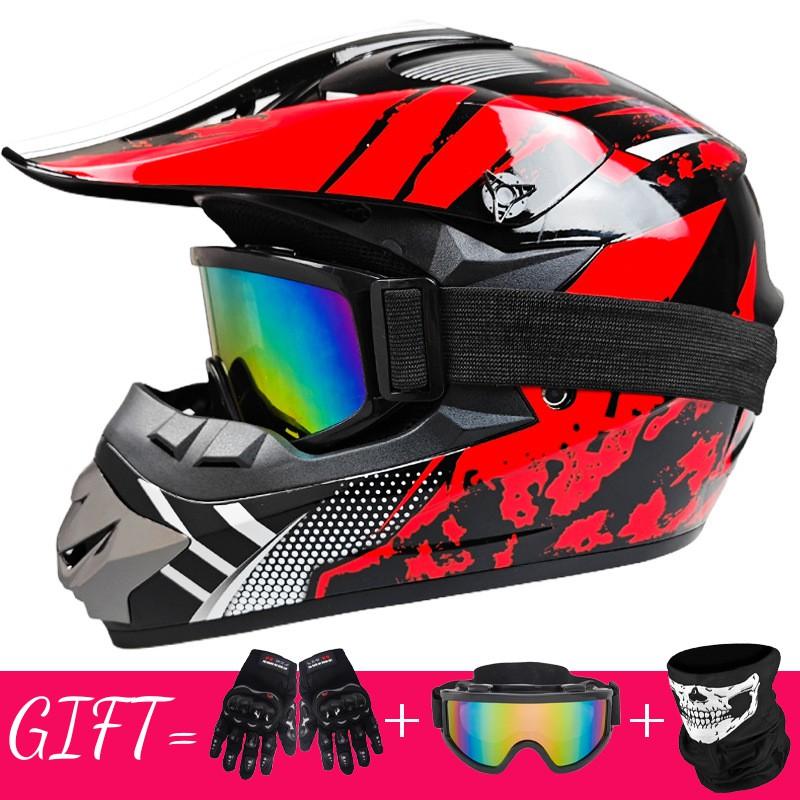 Full Face Mountain Bike Helmet With Goggles Gloves Mask Downhill MTB Trail Riding