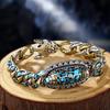 Sterling Silver Turquoise Dzi Bracelet with Six-Character Mantra