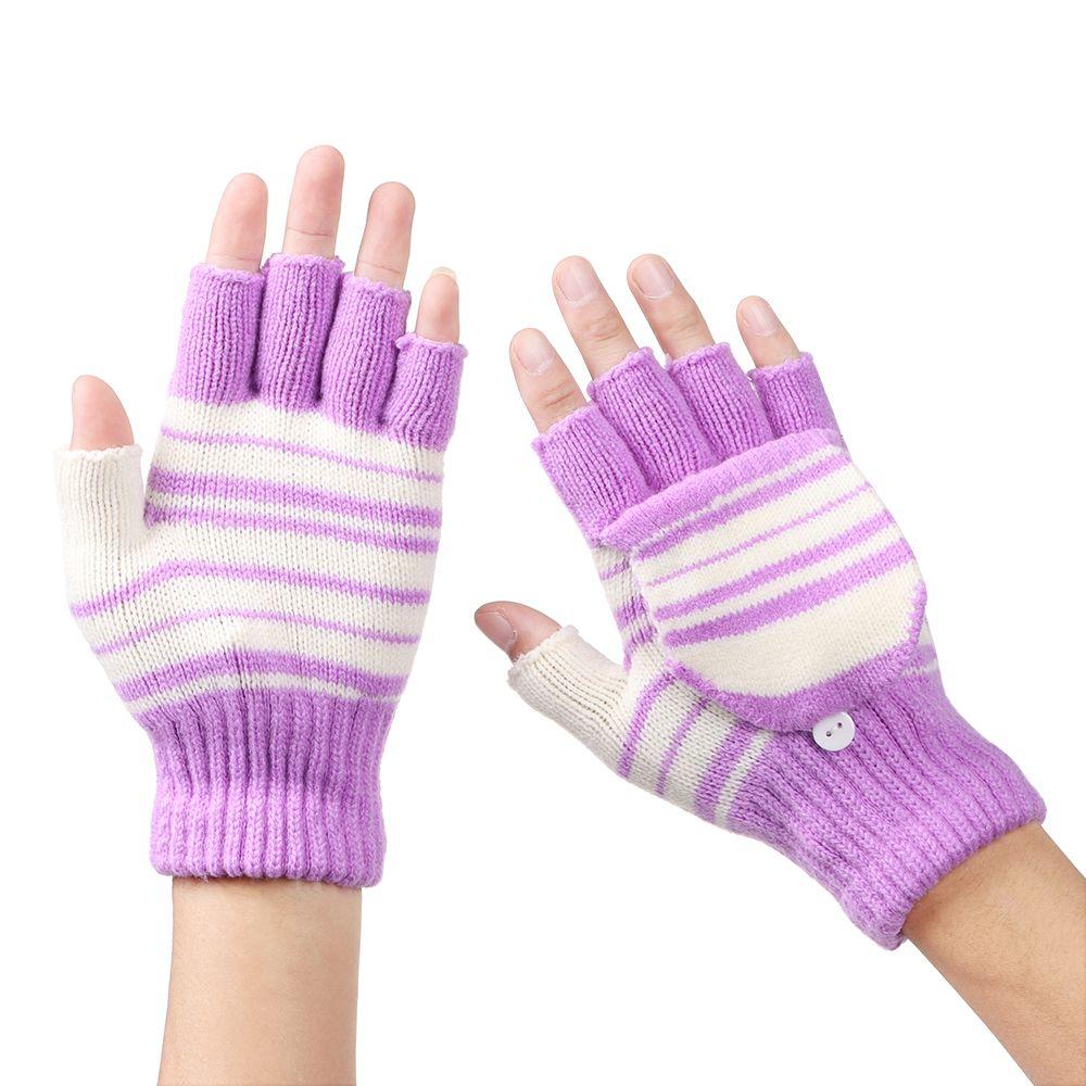 Universal USB Stripe Full&Half Finger Gloves Electric Heating Gloves Knitted Mitten Heated Gloves