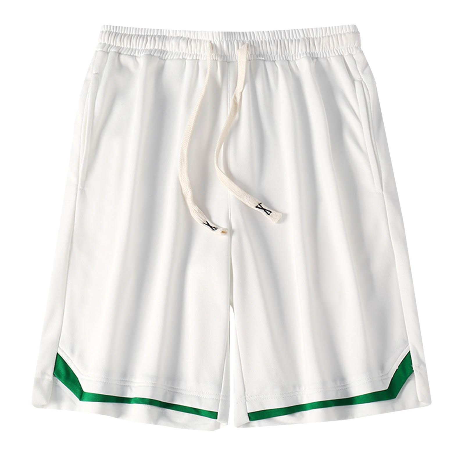 

Мужские летние свободные пляжные спортивные шорты с эластичной резинкой на талии, цветные свободные повседневные шорты L белый