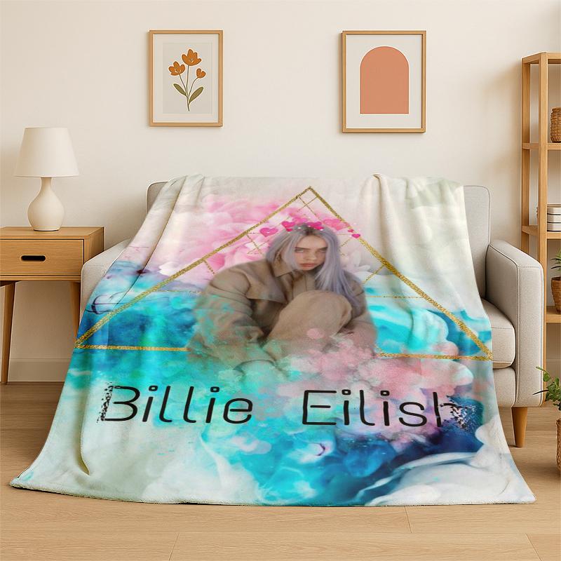 3D Flanelová deka Billie Eilish Pěvecká hvězda Měkká teplá přehozová deka do ložnice obývacího pokoje postele cestování kempování piknik Dárek