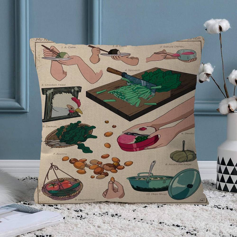 Studio G Hibli Treats Japanese Food Pillowcase Toon Gift Cushion Cover Bedroom Home Sofa Chair Seat Decor Pillow Case