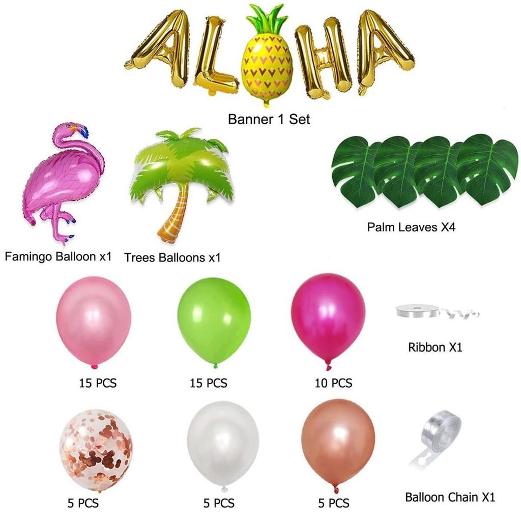 Flamingo & Pineapple Aloha Party Balloon Set for Birthday Decor