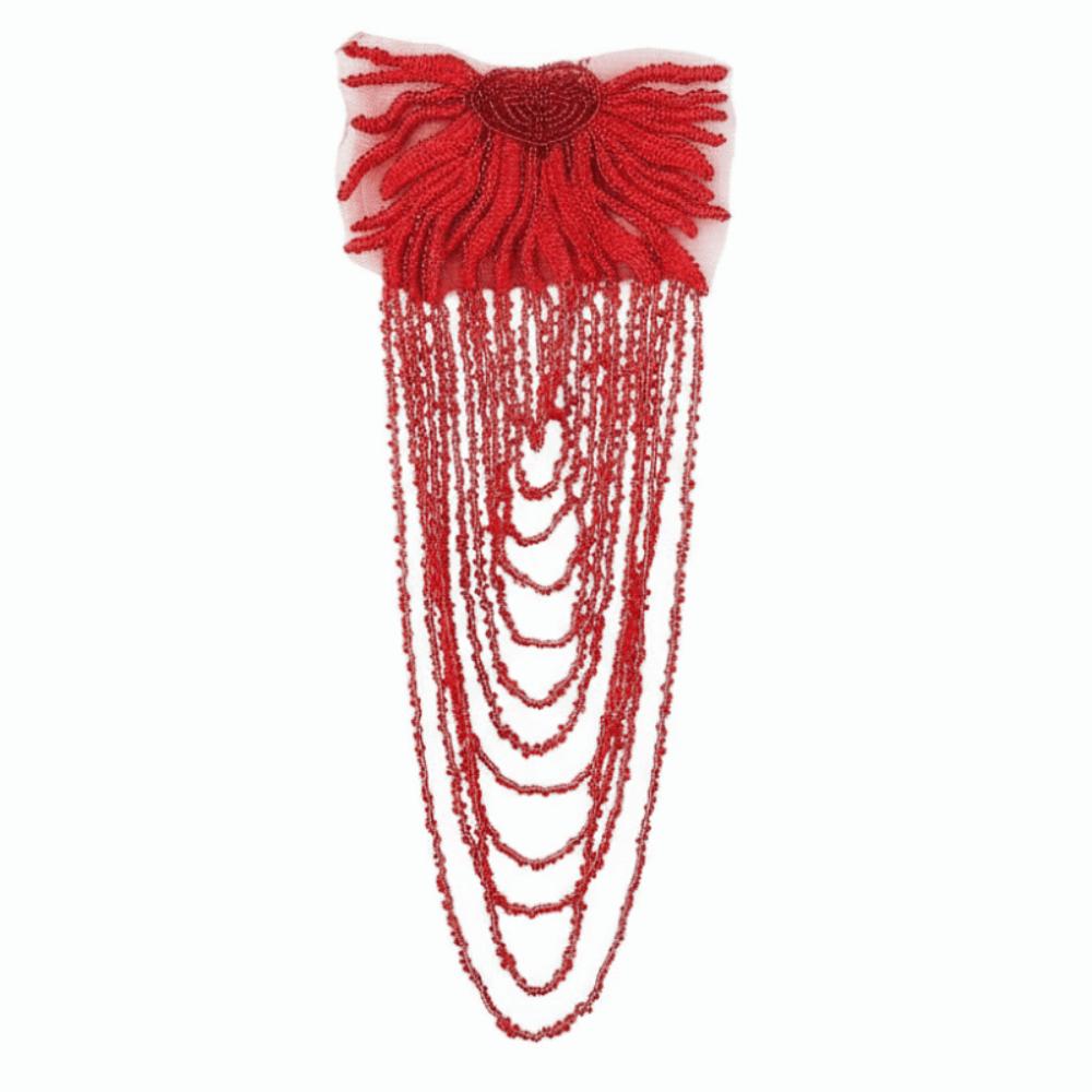 Sew On Clothes Sequins Bead Embroidery Tassels Long Chain Shoulder Patches Beaded Retro Epaulets Wedding Dress