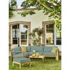 Modular Corner Garden Set LEVATA OTTOMAN - FSC Acacia Wood - 6 People - Blue Green + Cover Included