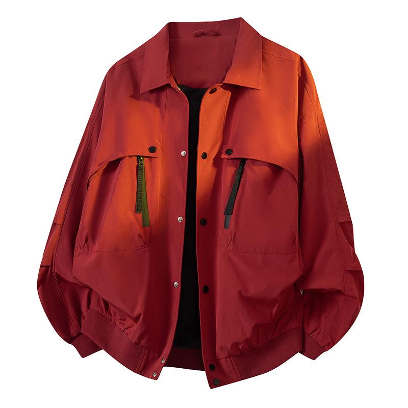 

Men s Windproof Harrington Jacket: New American-Style CleanFit for Spring & Autumn Large червоний