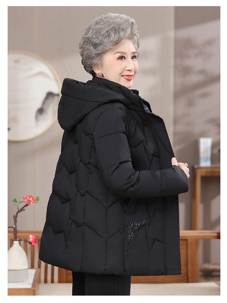 70-Year-Old Mom's New Style Hooded Winter Cotton Jacket: Thick, Warm, and Padded for Middle-Aged and Elderly Women