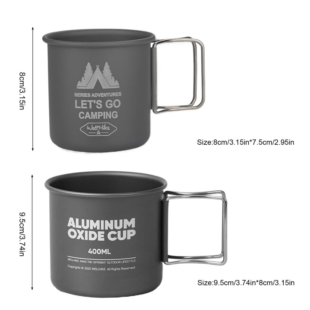 1/2Pcs Camping Mug with Foldable Handle Camping Cups for Backpacking Hiking Traveling and Picnic