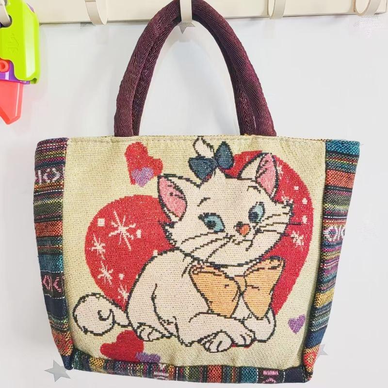 Canvas bag, women's large-capacity double-sided embroidered animal handbag, mommy bag, go shopping, handbag