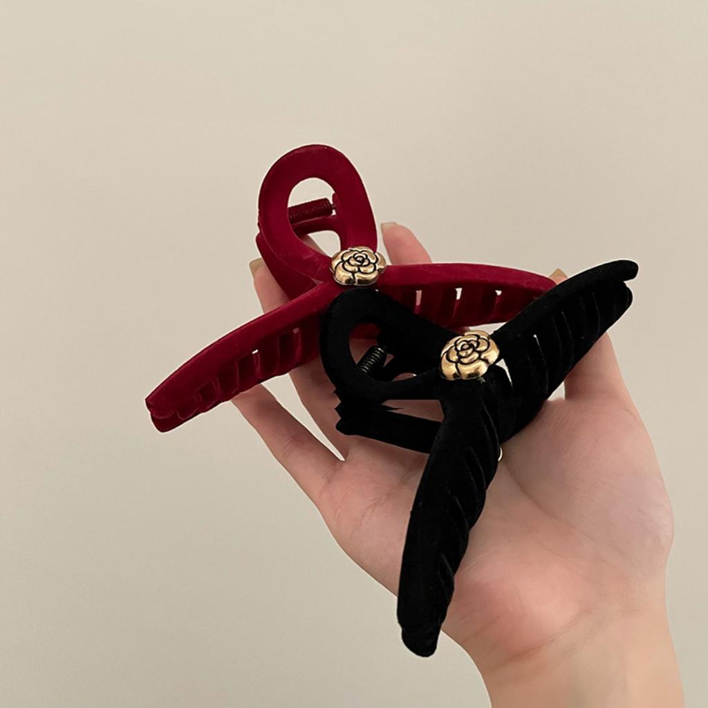 Camellia Flower Double-sided Plush Hair Clip