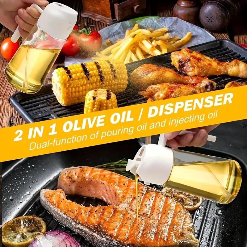 2in1 Glass Oil Spray Kitchen Oils Sprayer Spray Oil Sprayer BBQ Kitchen Baking for BBQ Air Fryer Salad Steak Kitchen Supplies 2