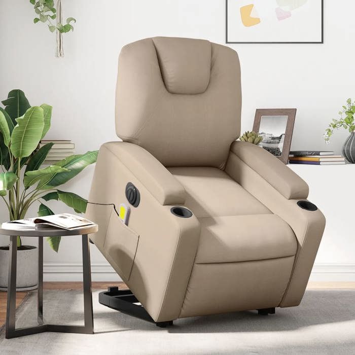 VidaXL Electric Massage Recliner Armchair Cappuccino Faux Leather 3204457