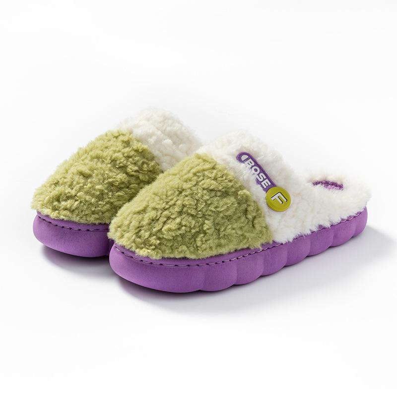 Cotton slippers women's thick bottom autumn and winter home home couple indoor warm cute non-slip men's cotton slippers
