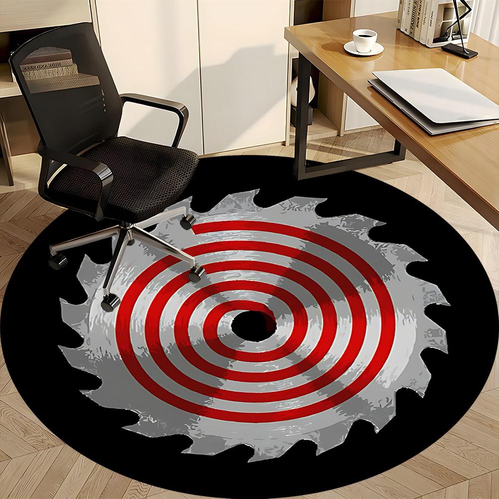 1pc Saw Blade Chainsaw Office Round Area Rug, Under Office Chairs Bedroom Living Room Home Decor, Room Deco, Available In Various Sizes