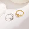 YILUOCD   CopperSun and Moon Ring Set for Women Sparkling Cubic Zirconia Stackable Rings Promise Couple Fine Jewelry