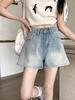 Korean High-Waisted Blue Wide-Leg Jeans for Women - Plus Size Summer Slimming Shorts