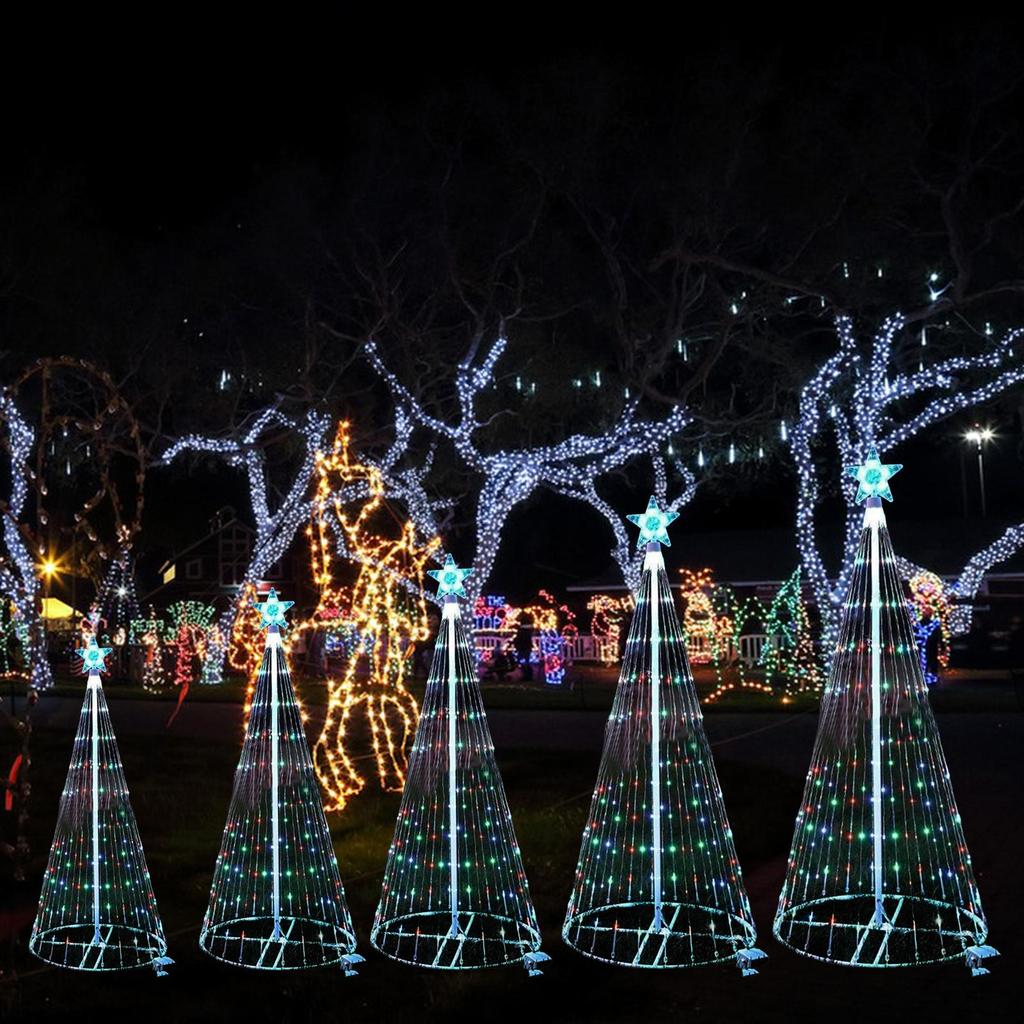 Animated Lightshow Cone Christmas Tree Led Yard Light Led String Lights Waterproof IP44 Home Xmas Outdoor Decoration EU Plug