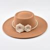 French Style Fedora Hat for Women 9.5CM Wide Brim Wool Bowler Elegant Fashion Formal Wedding Decorate Church Cap
