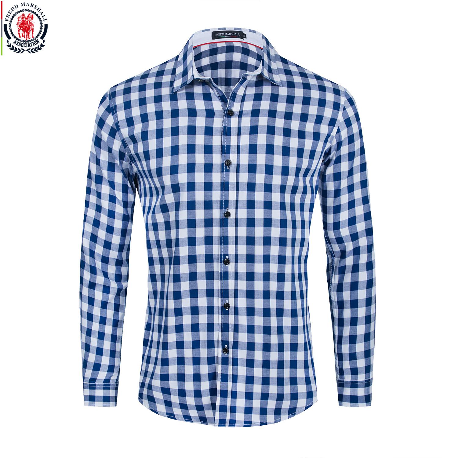 

FREDD MARSHALL 2021, новая модная рубашка в клетку с длинными рукавами, мужская облегающая рубашка на пуговицах, повседневная деловая и социальная клетчатая классическая рубашка 275
