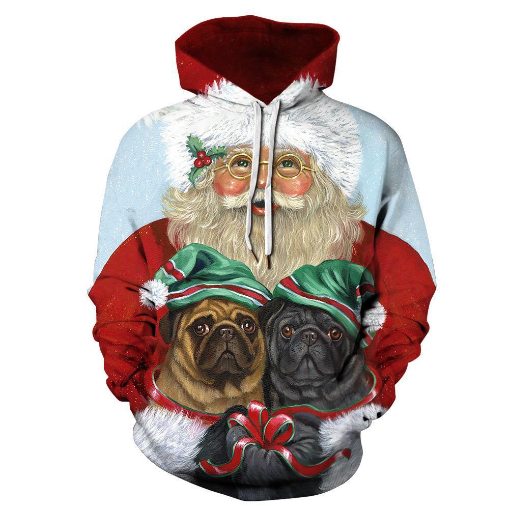 2023 New 3D Print Christmas Collection Men's and Women's Hooded Sweatshirts Fashionable Casual Long Sleeve Holiday Party Clothes