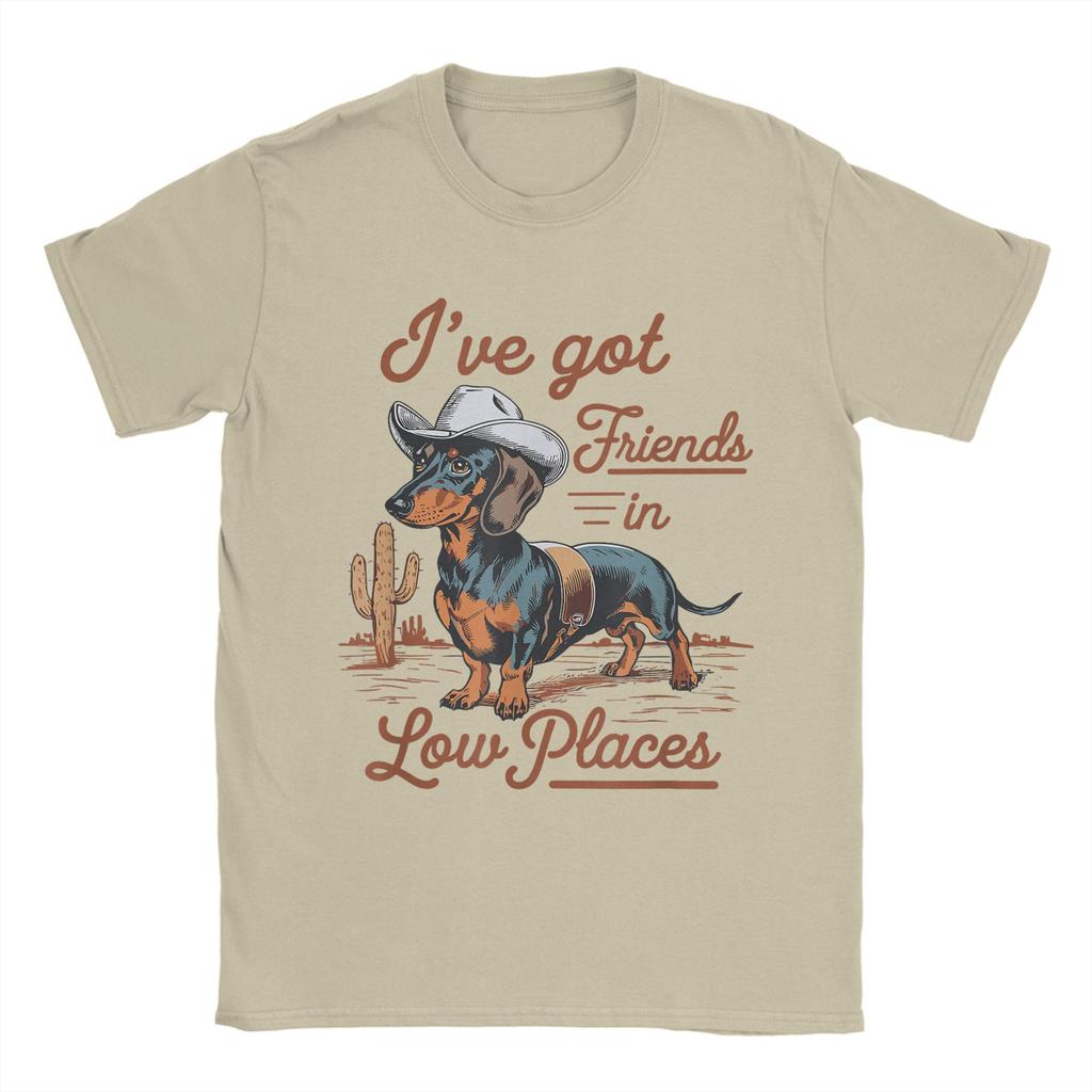 Oversized T-Shirt Summer I've Got Friends In Low Places funny Dachshund Wiener Dog T Shirts for Man Short Sleeve Clothing