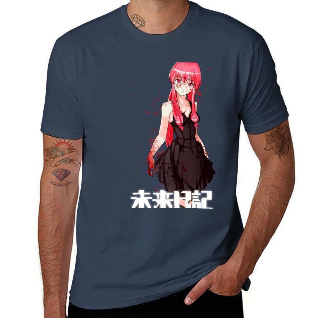 Mirai Nikki Tshirt Korean Fashion Aesthetic Clothes Animal Prinfor Boys Blacks Slim Fit T Shirts for Men