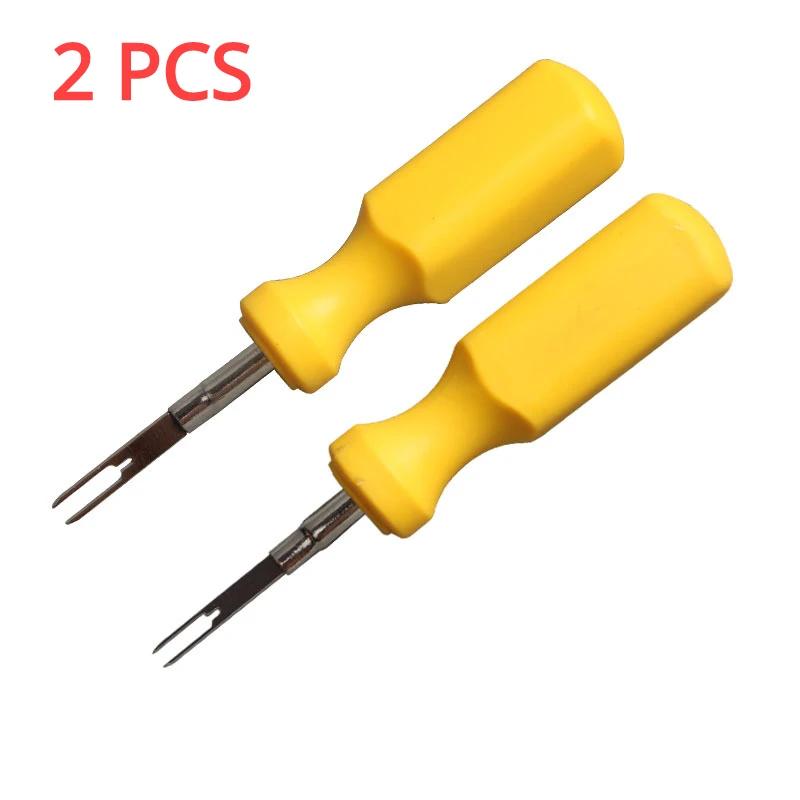 2pcs/Set Car Plug Terminal Removal Tool Key Pin Extractor Puller 2mm 3mm Electrical Wire Connector With Handle Automotive Repair