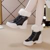 7cm Fur Artificial Leather Cushioned Platform Wedge Winter Plush Fur Spring Women Warm Durable Ankle Boots Autumn Hook Shoes