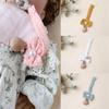 1 Piece Cute Newborn Girl Pacifiers Clip Chain Sweet Princess Bow Nipple Clip Chain Fabric Wood Anti-lost Toys Pacifiers Chain